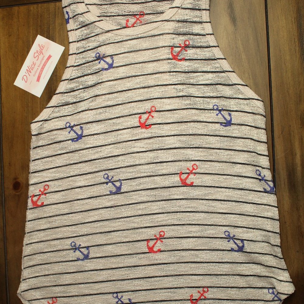 Anchor Design Striped Tank Top